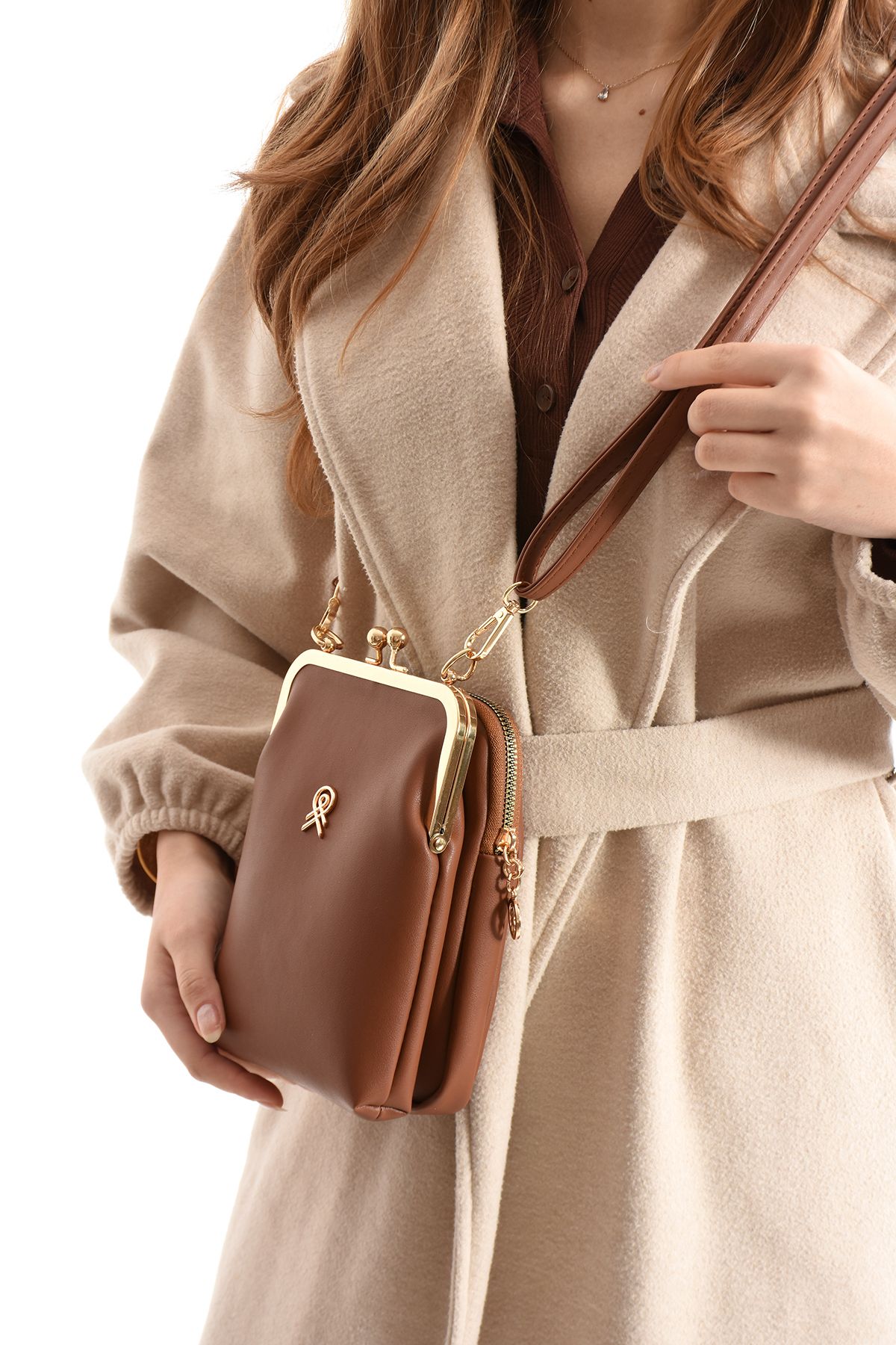 Ç102 Premium Suni Deri Burslu Kadın Omuz & Çapraz Çanta