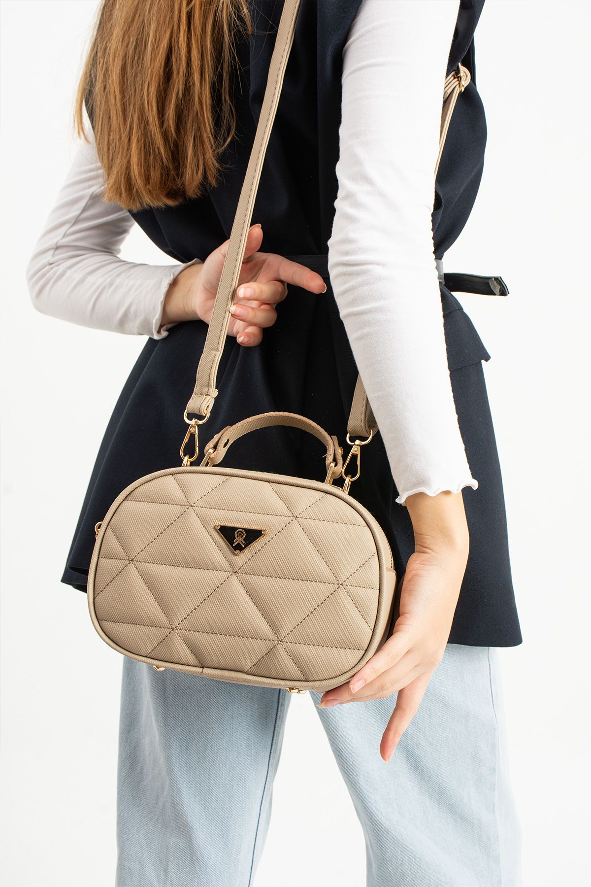 Ç200 Premium Kapitone Suni Deri Kadın Omuz & Çapraz Çanta